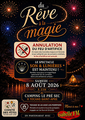 Spectacle pyrotechnique Tocane Saint Apre