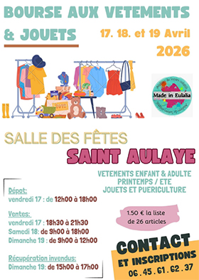 Bourse aux vetements et jouets Saint Aulaye